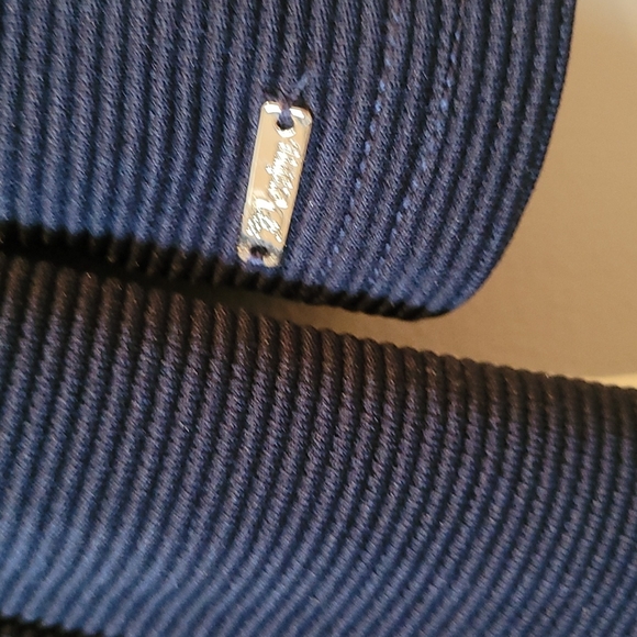 Navy Blue Ribbed Blazer with Gold Trim - Picture 3 of 9